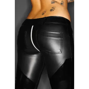 Schwarze Wetlook-Hose F115 von Noir Handmade ImMoral Kollektion