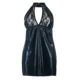 Schwarzes Wetlook Chemise SB/1001 Sexy Base Kollektion by Andalea | Fesselliebe.de