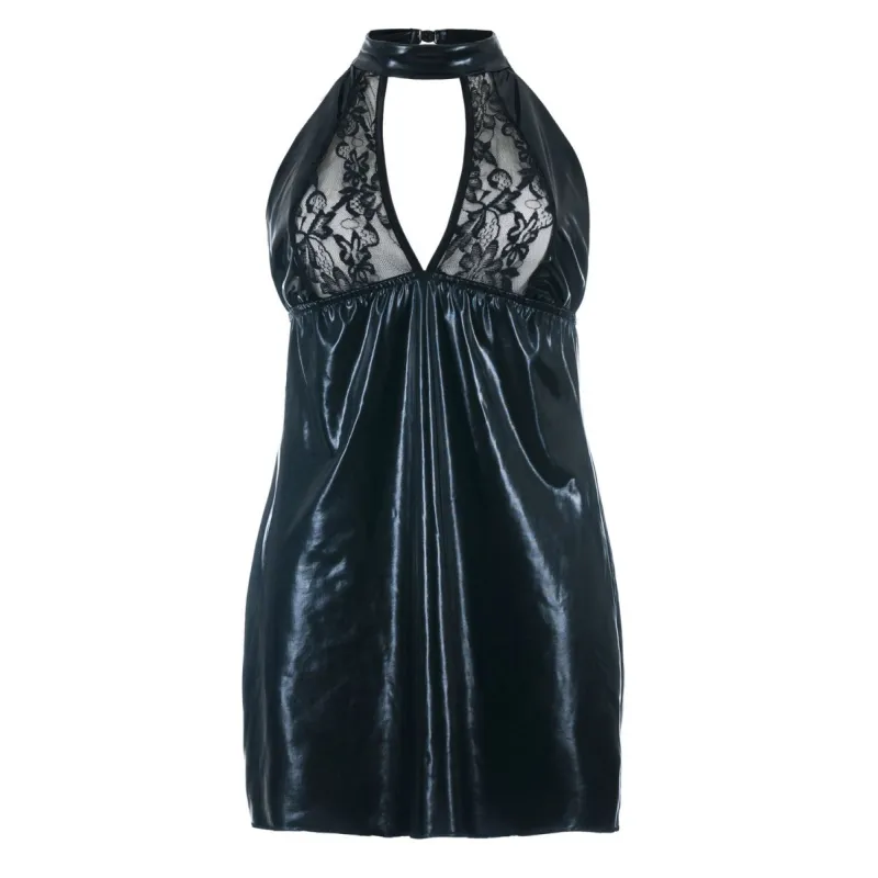 Schwarzes Wetlook Chemise SB/1001 Sexy Base Kollektion by Andalea | Fesselliebe.de
