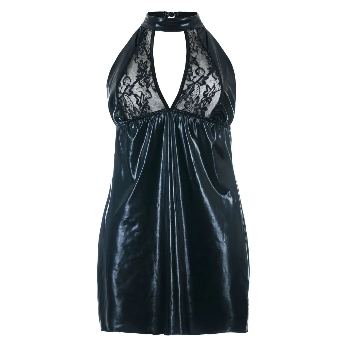 Schwarzes Wetlook Chemise SB/1001 Sexy Base Kollektion by Andalea | Fesselliebe.de