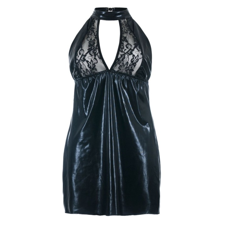 Schwarzes Wetlook Chemise SB/1001 Sexy Base Kollektion by Andalea | Fesselliebe.de
