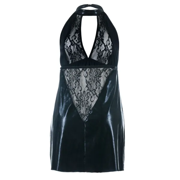 Schwarzes Wetlook Chemise SB/1001 Sexy Base Kollektion by Andalea | Fesselliebe.de