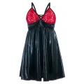 Schwarz/rotes Wetlook Chemise SB/1003 Sexy Base Kollektion by Andalea