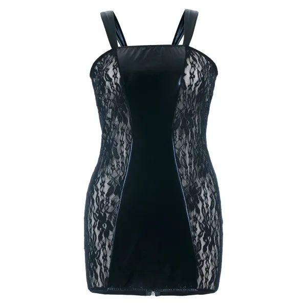 Schwarzes Wetlook Chemise SB/1004 Sexy Base Kollektion by Andalea | Fesselliebe.de