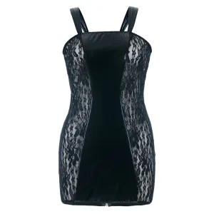 Schwarzes Wetlook Chemise SB/1004 Sexy Base Kollektion by Andalea | Fesselliebe.de
