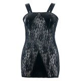Schwarzes Wetlook Chemise SB/1005 Sexy Base Kollektion by Andalea | Fesselliebe.de