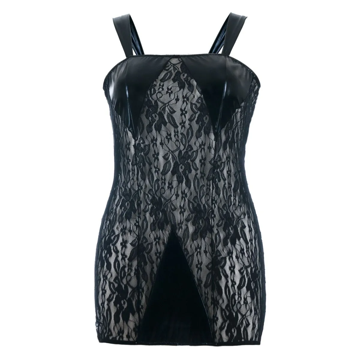 Schwarzes Wetlook Chemise SB/1005 Sexy Base Kollektion by Andalea | Fesselliebe.de