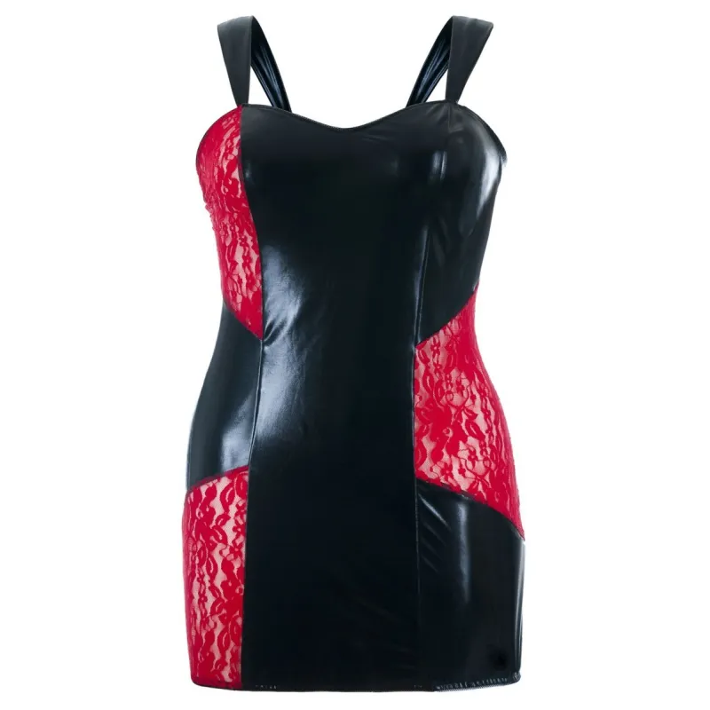 Schwarz/rotes Wetlook Chemise SB/1006 Sexy Base Kollektion by Andalea | Fesselliebe.de