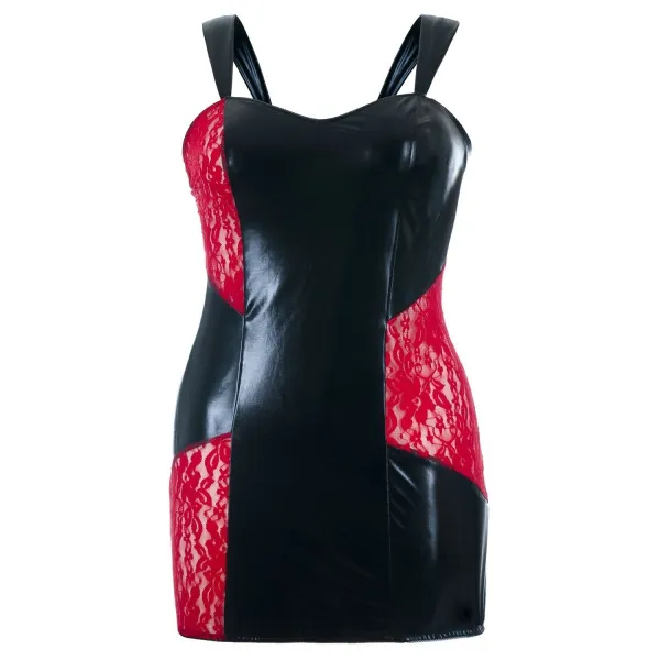 Schwarz/rotes Wetlook Chemise SB/1006 Sexy Base Kollektion by Andalea | Fesselliebe.de