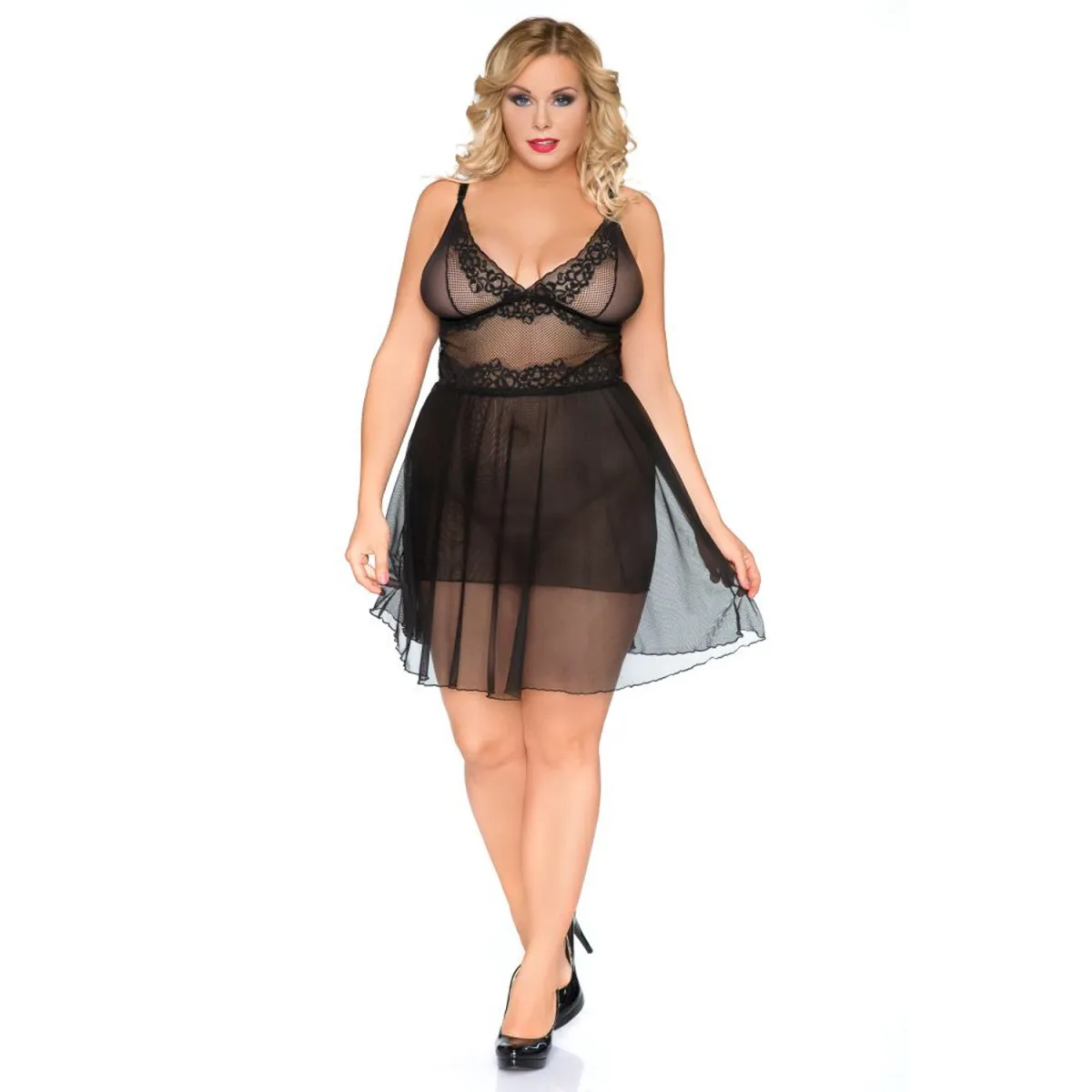 Schwarzes Chemise SB/1010 Sexy Base Kollektion by Andalea | Fesselliebe.de