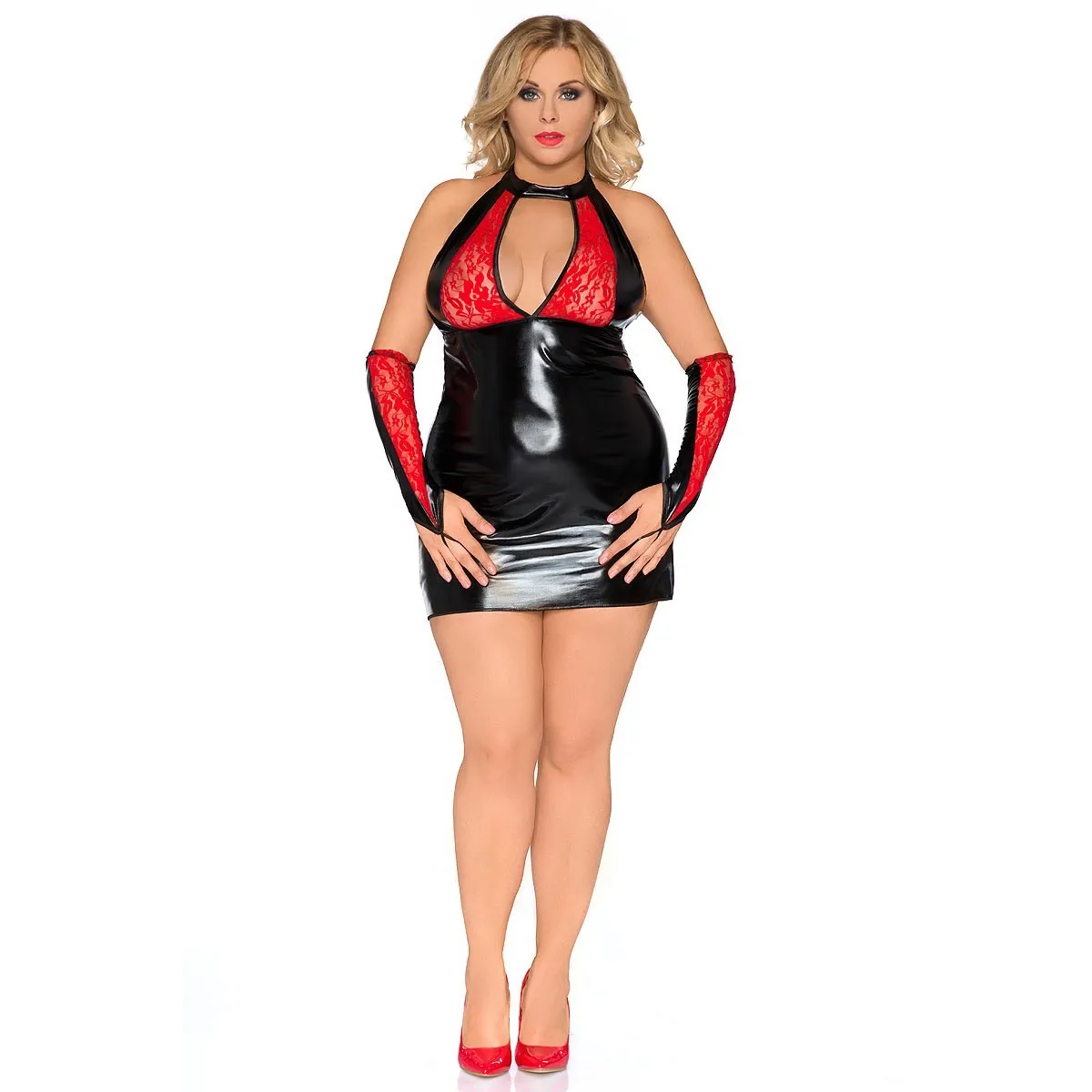 Schwarz/rotes Chemise Z/5009 von Andalea | Fesselliebe.de