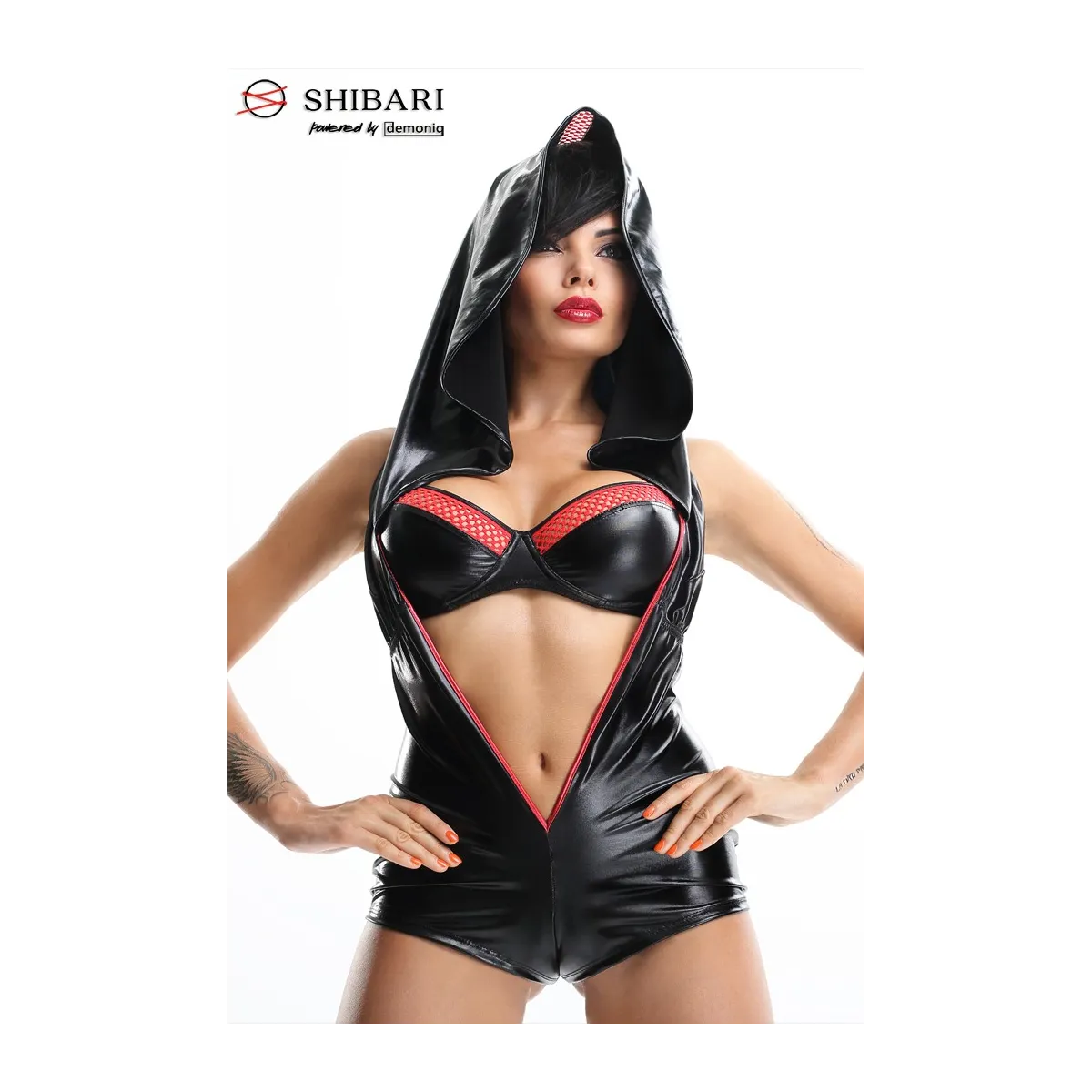 Schwarzer Kapuzenbody Hoshi von Demoniq Shibari Collection | Fesselliebe.de