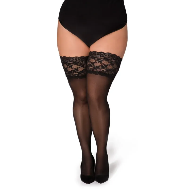 Halterlose Strümpfe Paloma schwarz von Legg Story XTra Size | Fesselliebe.de