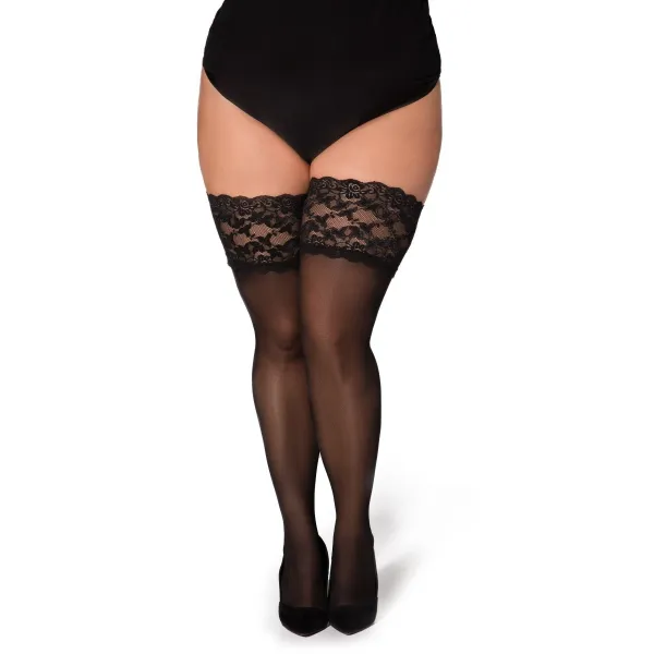 Halterlose Strümpfe Paloma schwarz von Legg Story XTra Size | Fesselliebe.de