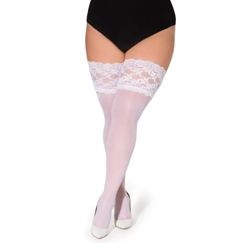 Halterlose Strümpfe Paloma weiß von Legg Story XTra Size