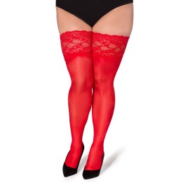 Halterlose Strümpfe Paloma rot von Legg Story XTra Size | Fesselliebe.de