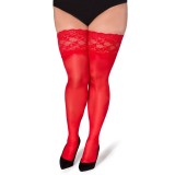 Halterlose Strümpfe Paloma rot von Legg Story XTra Size | Fesselliebe.de