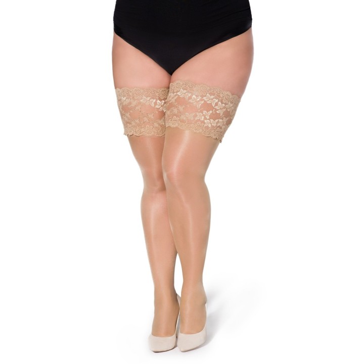 Halterlose Strümpfe Paloma natur von Legg Story XTra Size | Fesselliebe.de