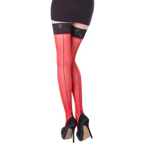 Halterlose Nahtstrümpfe Carla rot von Legg Story | Fesselliebe.de