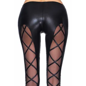Schwarze Wetlook Leggings Camiri von 7-Heaven