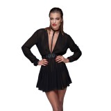 Schwarzes Chiffon Minikleid mit choker F150 von Noir Handmade Muse Collection | Fesselliebe.de