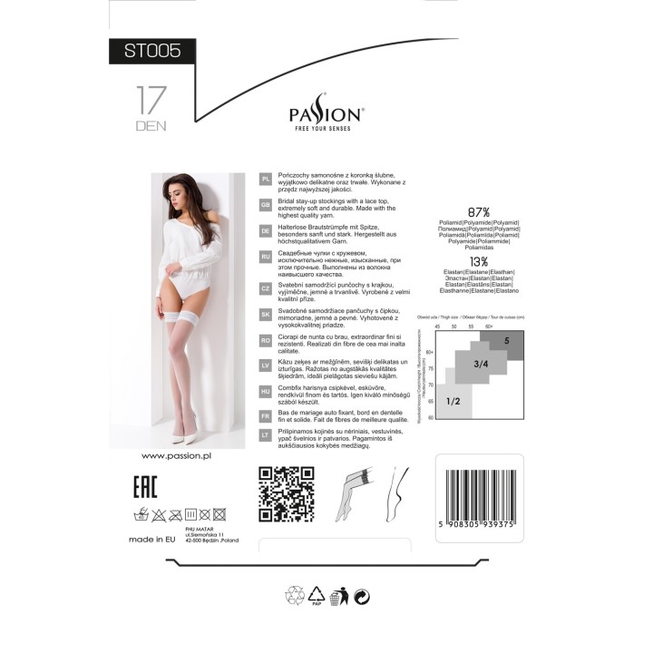 Halterlose Strümpfe ST005 weiß von Passion | Fesselliebe.de