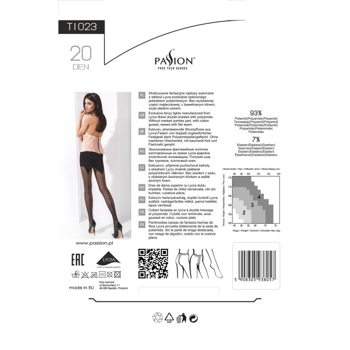 Strumpfhose mit Muster TI023 schwarz von Passion | Fesselliebe.de
