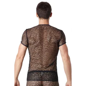 Schwarzes Netz T-Shirt Fetish 810-77 von Look Me