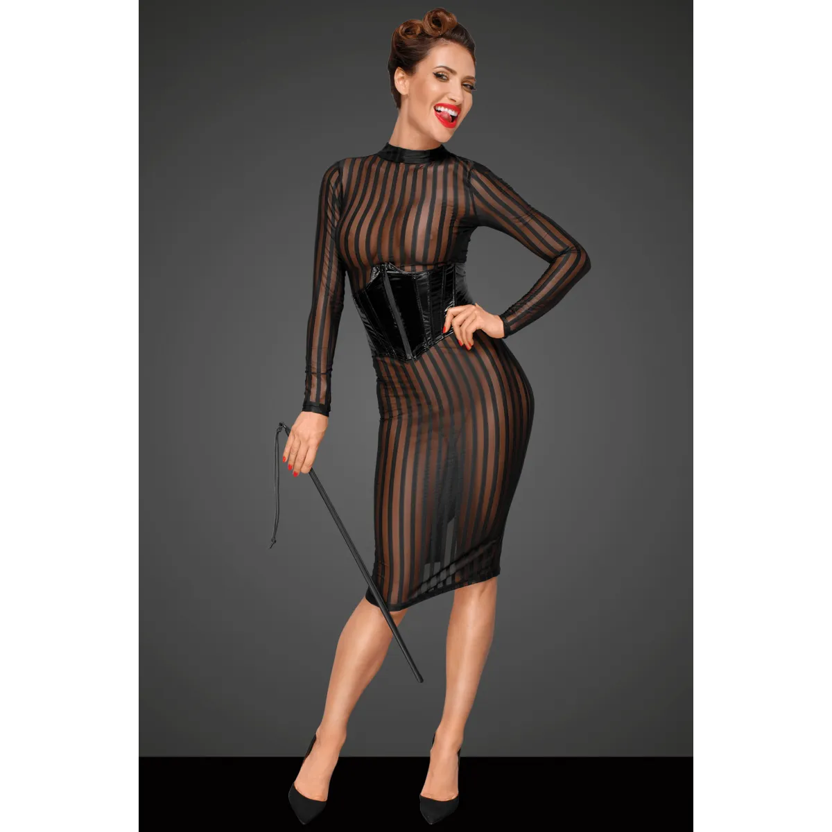 Klassisches Kleid aus weichem und elastischen Tüll F182 von Noir Handmade Decadence Collection | Fesselliebe.de