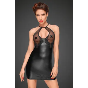 Powerwetlook Kleid mit dekorativer Stickerei Unter der Brust F185 von Noir Handmade Decadence Collection