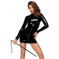 PVC Minikleid mit schwarzem 2-Wege Zipper auf der Vorderseite F187 von Noir Handmade Decadence Collection