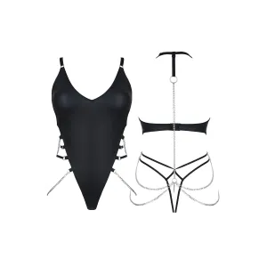 Schwarzer Ketten-Body DDLitai001 von Demoniq Dark Desire Collection