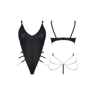 Schwarzer Ketten-Body DDKery001 von Demoniq Dark Desire Collection