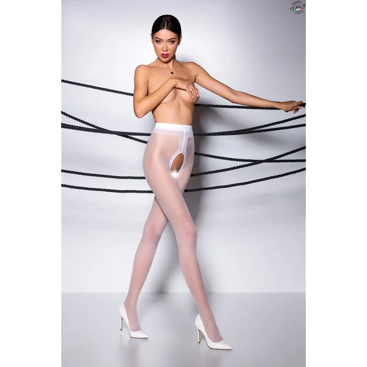 Ouvert Strumpfhose TI OPEN 007 weiß von Passion Erotic Line | Fesselliebe.de