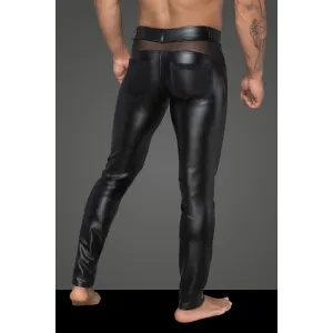 Powerwetlook-Longpants mit Einsätzen und Taschen aus 3D-Netz H059 von Noir Handmade Rebellious Collection