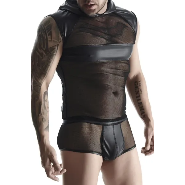 Kapuzen-Shirt TSH005 schwarz von Regnes Fetish Planet | Fesselliebe.de