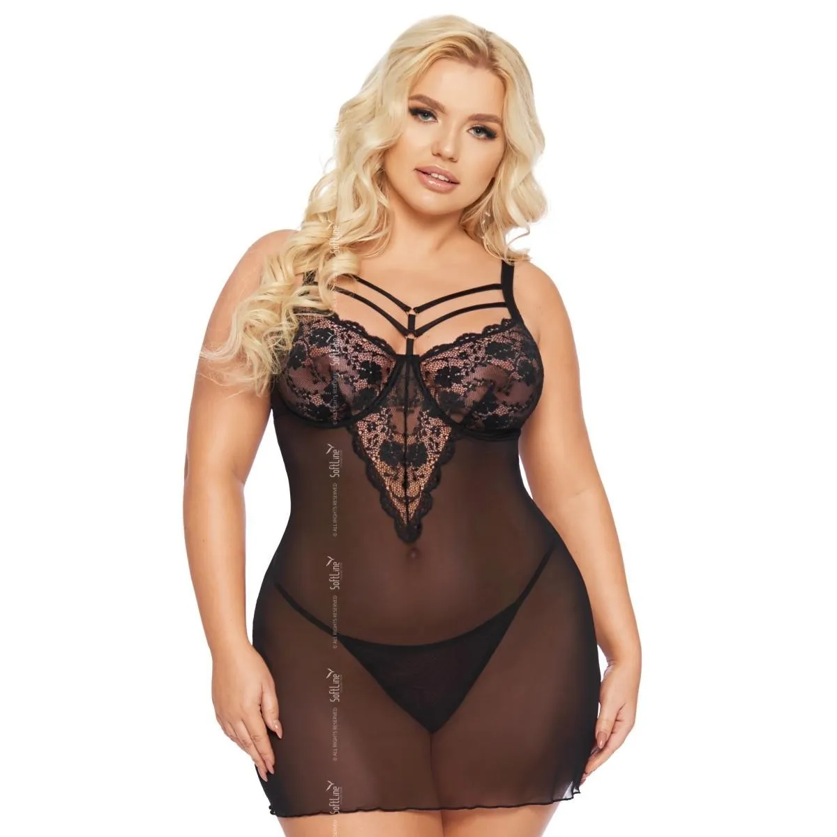 Schwarzes Chemise 1890 von Softline Plus Size Collection | Fesselliebe.de