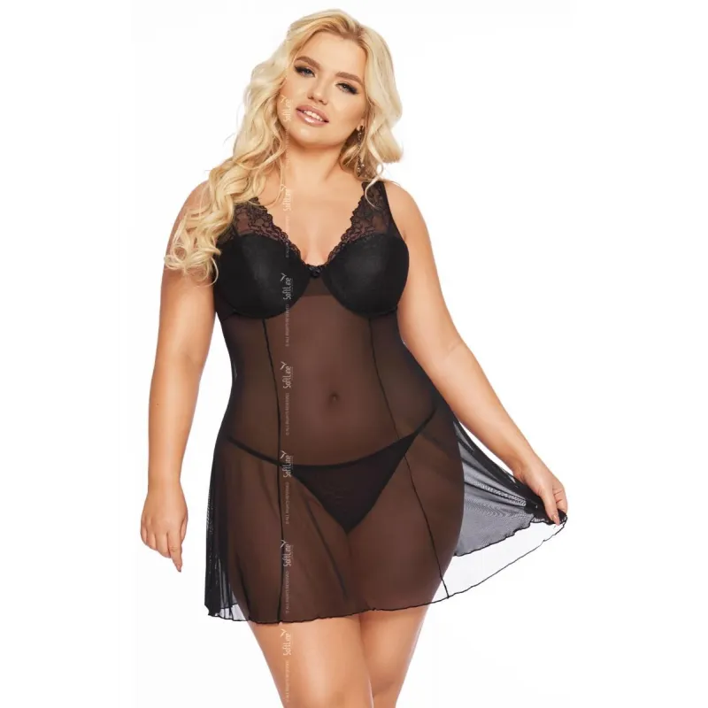 Schwarzes Chemise 1892 von Softline Pluse Size Collection | Fesselliebe.de