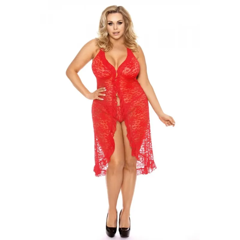 Rotes langes Kleid AA052066 von Anais Apparel Plus Size | Fesselliebe.de