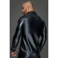 Langärmliges Powerwetlook & PVC Shirt mit Knopfleiste H064 von Noir Handmade MissBehaved Collection