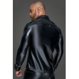 Langärmliges Powerwetlook & PVC Shirt mit Knopfleiste H064 von Noir Handmade MissBehaved Collection | Fesselliebe.de