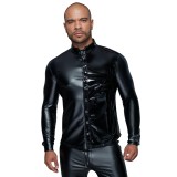 Langärmliges Powerwetlook & PVC Shirt mit Knopfleiste H064 von Noir Handmade MissBehaved Collection | Fesselliebe.de