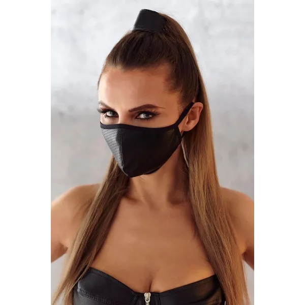 2-lagige Maske 002 mit perforiertem Wetlook und Baumwolle Oeko Tex | Fesselliebe.de