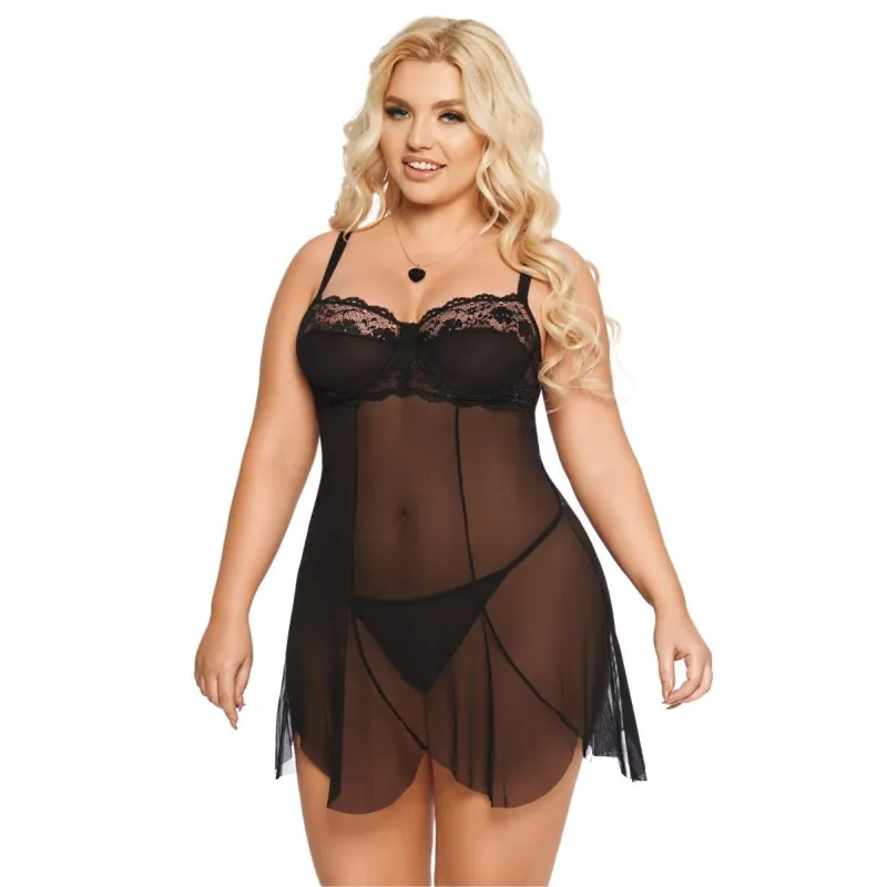 Schwarzes Chemise 1895 von Softline Pluse Size Collection | Fesselliebe.de