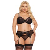 Schwarzes 3-teiliges Set 1903 von Softline Pluse Size Collection | Fesselliebe.de