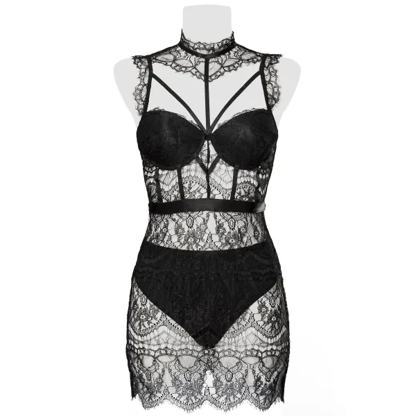Schwarzes Spitzen Negligé 15310 von Grey Velvet | Fesselliebe.de