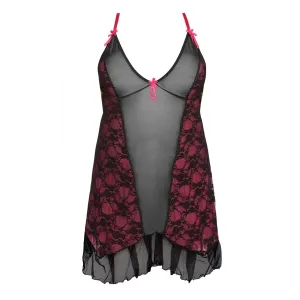 Schwarz/pinkes Chemise AA051980 von Anais Apparel Plus Size