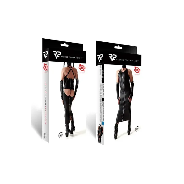 Langes Kleid CRD005 schwarz von Regnes Fetish PLanet Crossdresser Fetish Line | Fesselliebe.de