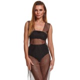 Schwarz/silbernes Kleid STIolanda001 von Demoniq Silver Touch Collection | Fesselliebe.de