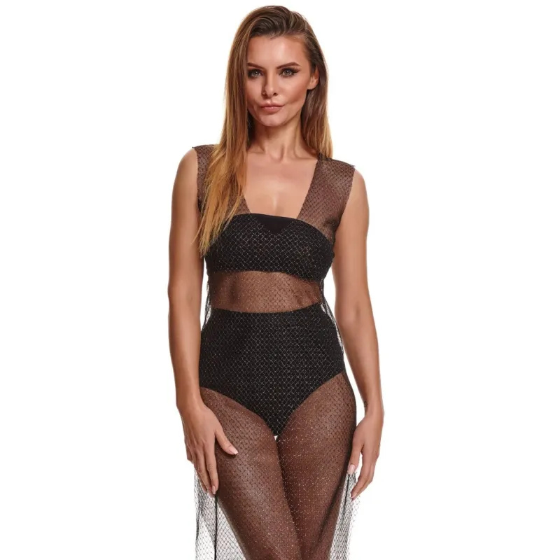 Schwarz/silbernes Kleid STIolanda001 von Demoniq Silver Touch Collection | Fesselliebe.de